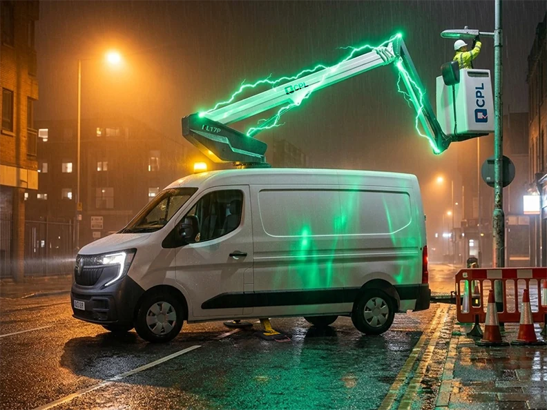 KL17P Green Pack Technology: electric operation for a van mounted cherry picker