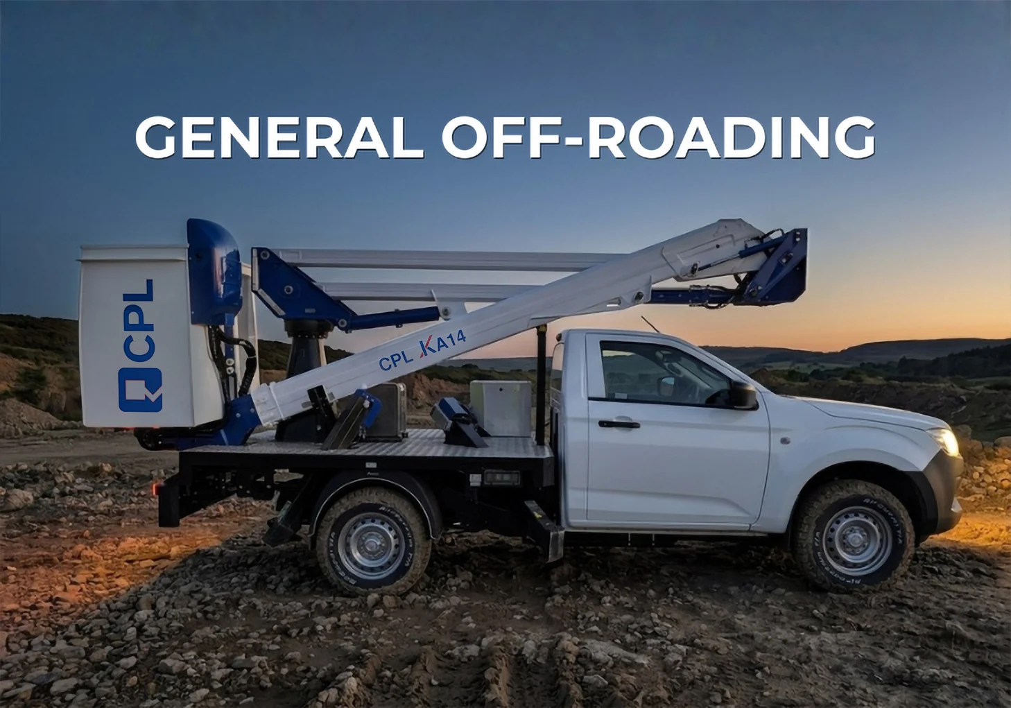 CPL KA14 4x4 truck mounted cherry picker off-roading on rough terrain
