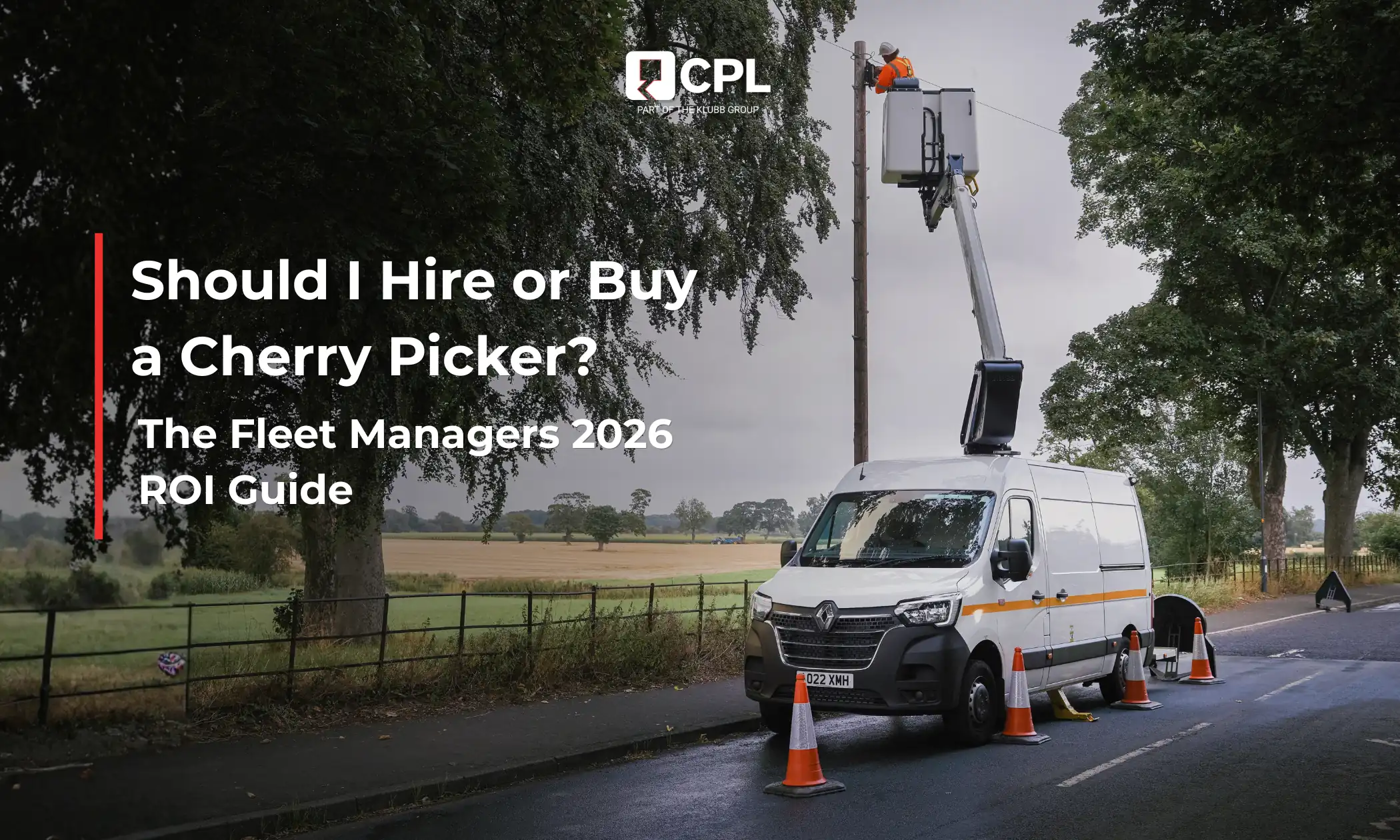 A CPL cherry picker being used on site, representing the financial choice between equipment rental and fleet ownership.